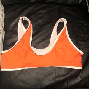 orange and white bikini top